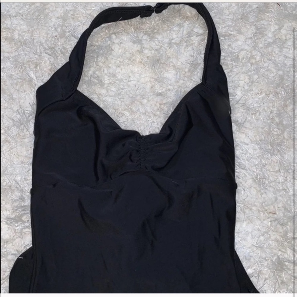 Black petite halter top leotard